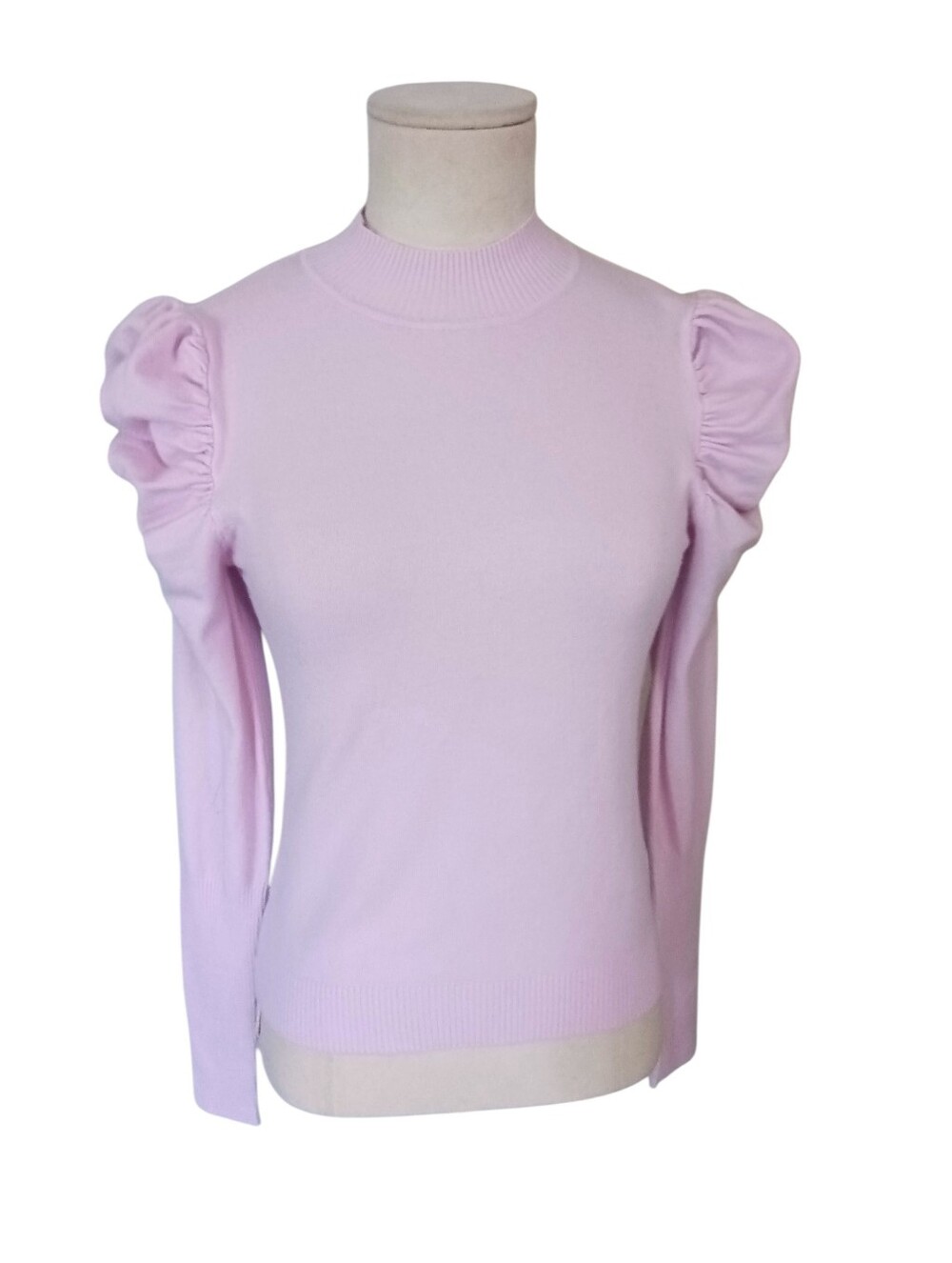 Forever 21 Pink Sweater Top Open Back W/Long Bow Gathered Shoulder Size M NWT